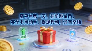 新平台第一天，挂G涨金币，完全不用动手，提现秒到，还有奖励【揭秘】-小鸿资源库