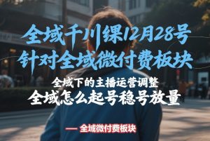 全域千川线下课12月28号，针对全域微付费板块，全域下的主播运营调整，全域怎么起号稳号放量-小鸿资源库