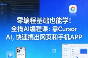 零编程基础也能学！全栈AI编程课：靠Cursor AI，快速搞出网页和手机APP-小鸿资源库