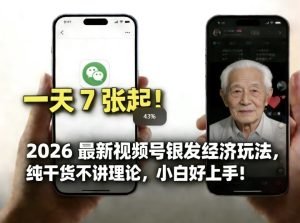 2026最新视频号银发经济玩法，轻松每天7张起，小白也可做-小鸿资源库