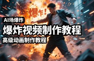 AI场景爆炸视频制作教程，利用人物实拍视频制作出高级的动画特效-小鸿资源库