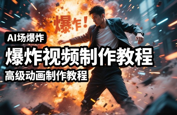 AI场景爆炸视频制作教程，利用人物实拍视频制作出高级的动画特效-小鸿资源库
