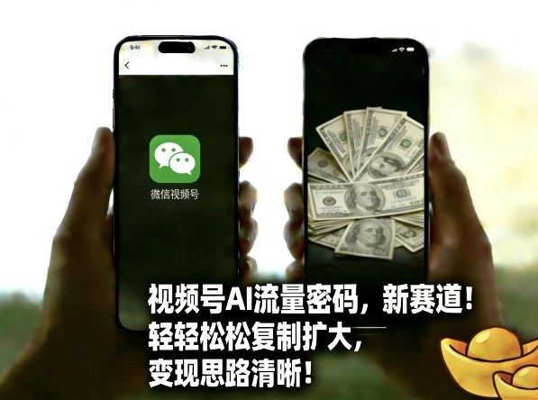 视频号AI流量密码新赛道，轻轻松松复制扩大，变现思路清晰-小鸿资源库