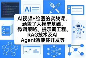 AI视频+绘图的实战课，涵盖了大模型基础、微调策略、提示词工程、RAG技术及AI Agent智能体开发等-小鸿资源库