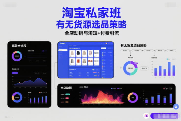 淘宝私家班，有无货源选品策略，高成功率爆款全流程打法，全店动销与淘短+付费引流（更新2026）-小鸿资源库
