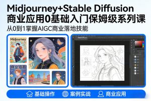 AIGC商业应用Midjourney+Stable Diffusion教程，0基础入门保姆级系列课-小鸿资源库