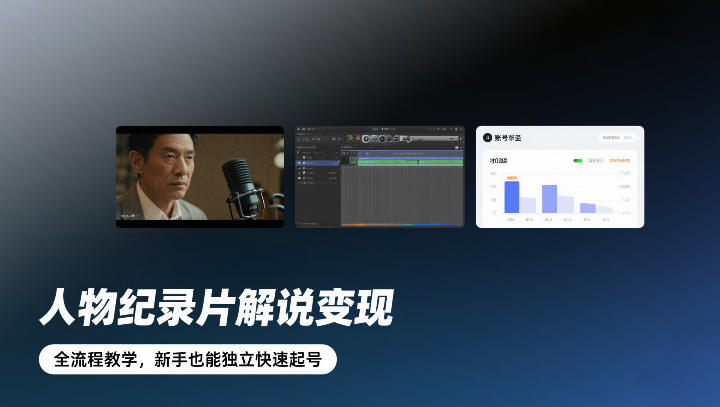 人物纪录片解说变现，全流程教学，新手也能独立快速起号-小鸿资源库