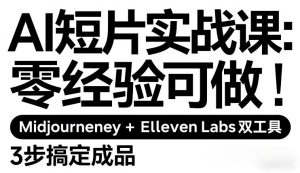 AI短片实战课：零经验可做，Midjourney+ElevenLabs双工具，3步搞定成品-小鸿资源库