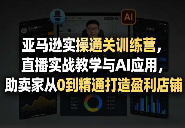 亚马逊实操通关训练营，直播实战教学与AI应用，助卖家从0到精通打造盈利店铺（更新3月）-小鸿资源库
