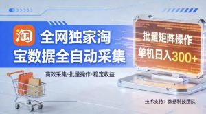 全网独家，淘宝数据全自动采集项目，批量可矩阵，单机轻松日入300【揭秘】-小鸿资源库