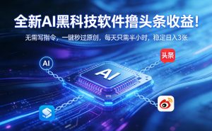 全新AI黑科技软件撸头条收益！无需写指令，一键秒过原创，每天只需半小时，稳定日入3张【揭秘】-小鸿资源库