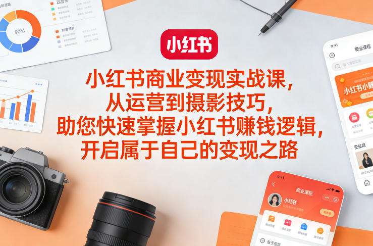 小红书商业变现实战课，从运营到摄影技巧，助您快速掌握小红书賺钱逻辑，开启属于自己的变现之路-小鸿资源库