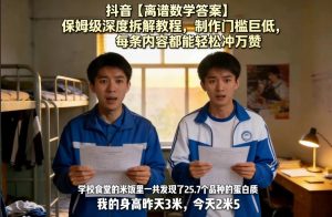 抖音【离谱数学答案】保姆级深度拆解教程，制作门槛巨低，每条内容都能轻松冲万赞，附详细步骤-小鸿资源库