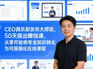 CEO俱乐部发布大师班，50天搞出賺钱课，从零开始将专业知识转化为可规模化在线课程-小鸿资源库