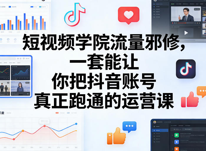 短视频学院流量邪修，一套能让你把抖音账号真正跑通的运营课-小鸿资源库