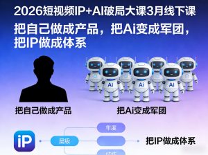 2026短视频IP+AI破局大课3月线下课，把自己做成产品，把Ai变成军团，把IP做成体系-小鸿资源库