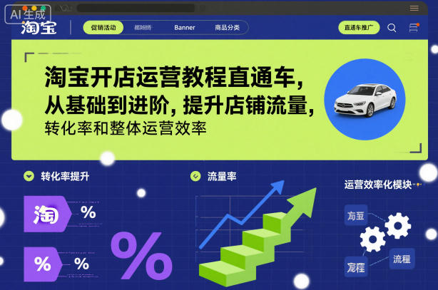 淘宝开店运营教程直通车，从基础到进阶，提升店铺流量，转化率和整体运营效率（更新26年3月）-小鸿资源库