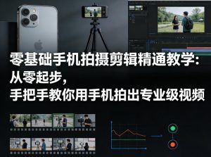 零基础手机拍摄剪辑精通教学：从零起步，手把手教你用手机拍出专业级视频-小鸿资源库