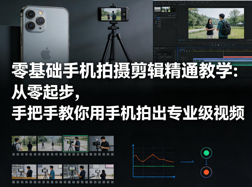 零基础手机拍摄剪辑精通教学：从零起步，手把手教你用手机拍出专业级视频-小鸿资源库