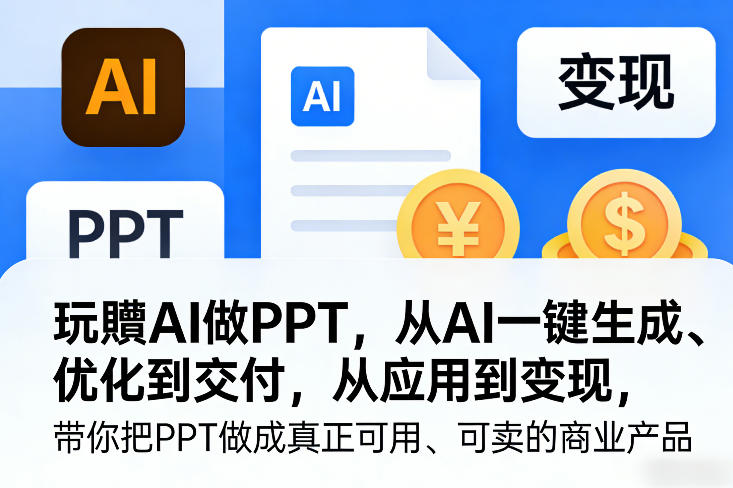 玩賺AI做PPT，从AI一键生成、优化到交付，从应用到变现，带你把PPT做成真正可用、可卖的商业产品（更新0401）-小鸿资源库