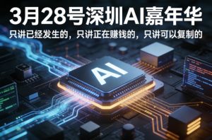 3月28号深圳AI嘉年华，只讲已经发生的，只讲正在賺钱的，只讲可以复制的-小鸿资源库