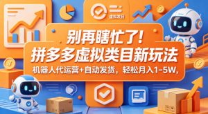 别再瞎忙了！拼多多虚拟类目新玩法，机器人代运营+自动发货，轻松月入1-5W【揭秘】-小鸿资源库