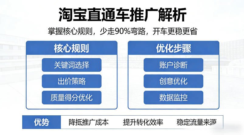 淘宝直通车推广解析，掌握核心规则，少走90%弯路，开车更稳更省-小鸿资源库
