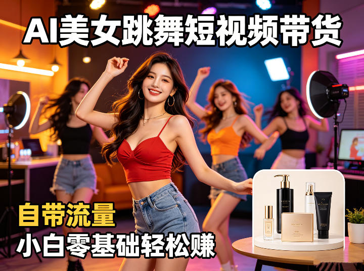 AI美女跳舞短视频带货：自带流量，小白零基础轻松賺，详细拆解-小鸿资源库