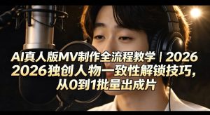 AI真人版MV制作全流程教学｜2026独创人物一致性解锁技巧，从0到1批量出成片-小鸿资源库