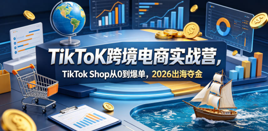 TikToK跨境电商实战营，TikTok Shop从0到爆单，2026出海夺金-小鸿资源库