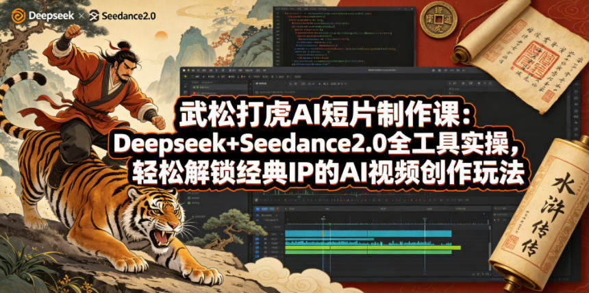 武松打虎AI短片制作课：Deepseek+Seedance2.0全工具实操，轻松解锁经典IP的AI视频创作玩法-小鸿资源库
