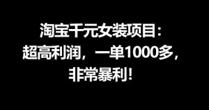 淘宝千元女装项目：超高利润，一单1000多，非常暴利-小鸿资源库
