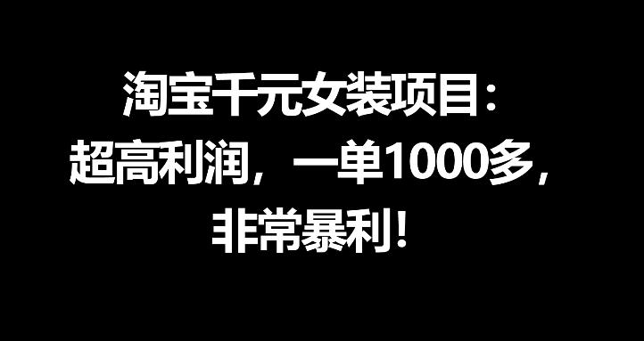 淘宝千元女装项目：超高利润，一单1000多，非常暴利-小鸿资源库
