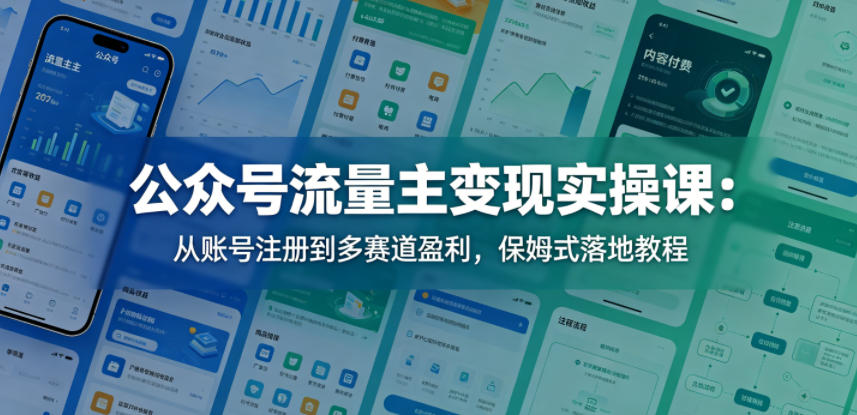 公众号流量主变现实操课：从账号注册到多赛道盈利，保姆式落地教程-小鸿资源库