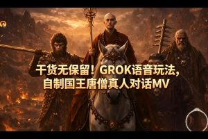 干货无保留！GROK语音玩法，自制国王唐僧真人对话MV-小鸿资源库