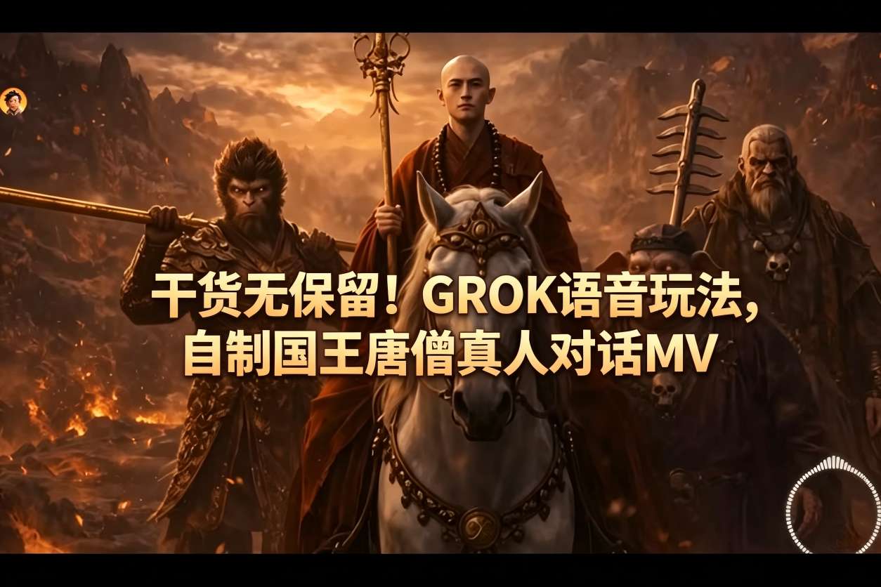 干货无保留！GROK语音玩法，自制国王唐僧真人对话MV-小鸿资源库