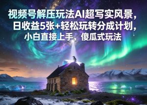 视频号解压玩法AI超写实风景，日收益5张+轻松玩转分成计划，小白直接上手，傻瓜式玩法-小鸿资源库