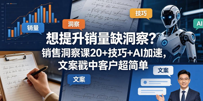 想提升销量缺洞察？销售洞察课20+技巧+AI加速，文案戳中客户超简单【原创双语字幕】-小鸿资源库