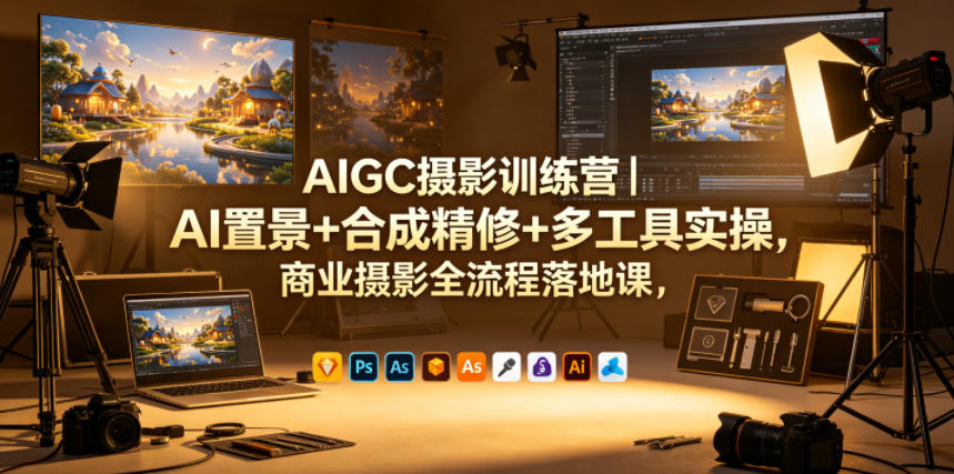 AIGC摄影训练营｜AI置景+合成精修+多工具实操，商业摄影全流程落地课-小鸿资源库
