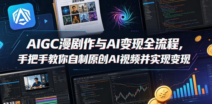 AIGC漫剧创作与AI变现全流程，手把手教你自制原创AI视频并实现变现-小鸿资源库