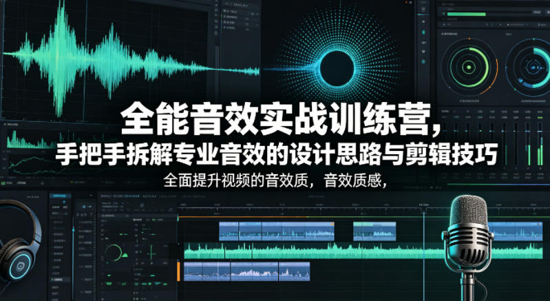 全能音效实战训练营，手把手拆解专业音效的设计思路与剪辑技巧，全面提升视频的音效质感-小鸿资源库