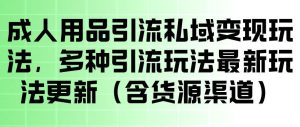 成人用品引流私域变现玩法，多种引流玩法最新玩法，操作简单（含货源渠道）-小鸿资源库