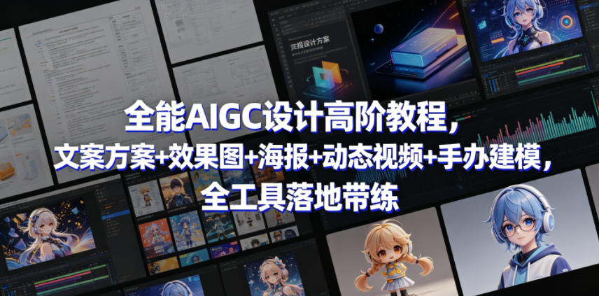 全能AIGC设计高阶教程，文案方案+效果图+海报+动态视频+手办建模，全工具落地带练-小鸿资源库