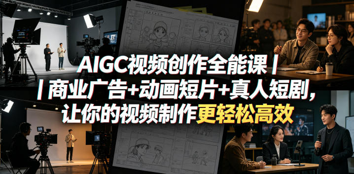AIGC视频创作全能课｜商业广告+动画短片+真人短剧，让你的视频制作更轻松高效-小鸿资源库