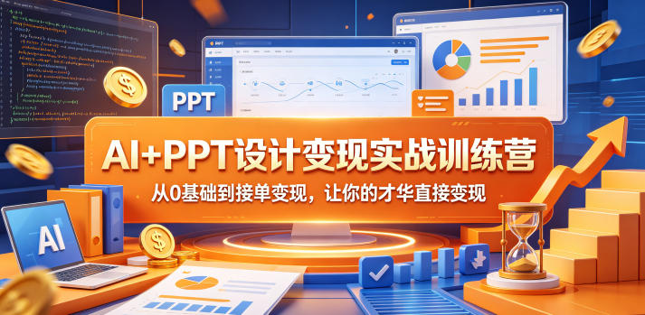 AI+PPT设计变现实战训练营，从0基础到接单变现，让你的才华直接变现-小鸿资源库