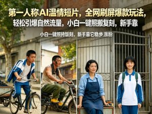 第一人称AI温情短片，全网刷屏爆款玩法，轻松引爆自然流量，小白一键照搬复刻，新手靠它稳步涨粉-小鸿资源库