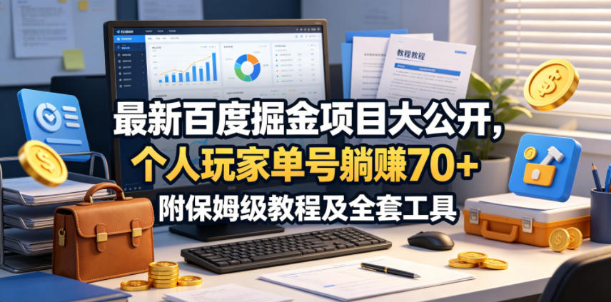 最新百度掘金项目大公开，个人玩家单号躺賺70+，附保姆级教程及全套工具【揭秘】-小鸿资源库