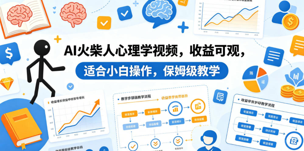 AI火柴人心理学视频，收益可观，适合小白操作，保姆级教学-小鸿资源库