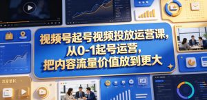 视频号起号视频投放运营课，从0-1起号运营，把内容流量价值放到更大-小鸿资源库