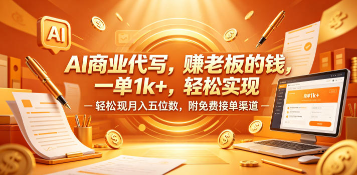 AI商业代写，賺老板的钱，一单1k+，轻松实现月入五位数，附免费接单渠道【揭秘】-小鸿资源库